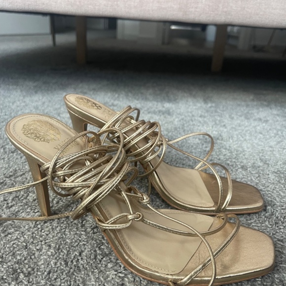 Vince Camuto Natola Gold Strap Up Sandal - Picture 2 of 5